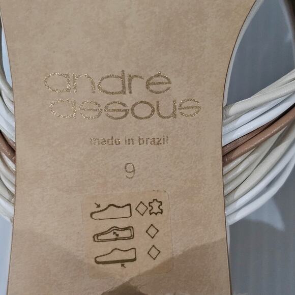 Andre Assous Kelsie Sandal Womens 9 Cream Tan Leather Jute Twist Slide Mule - Picture 13 of 14